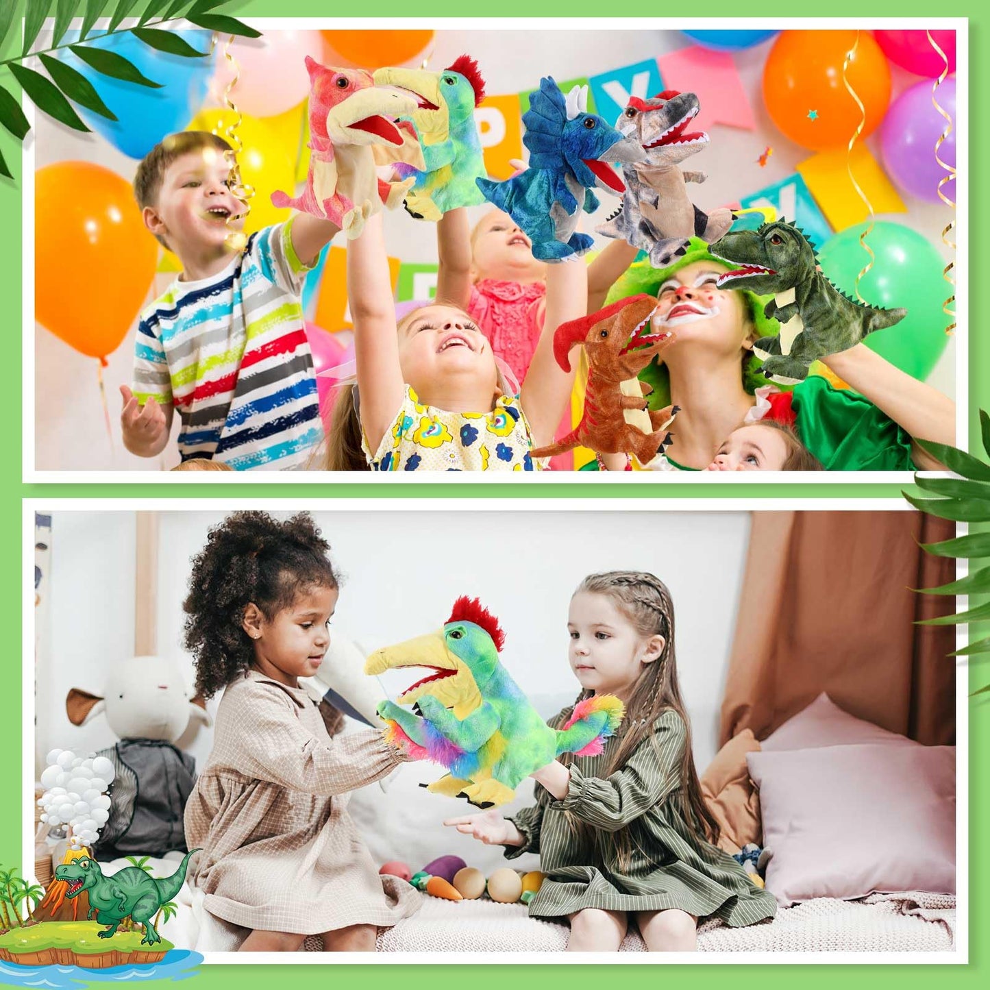 Wettarn 10-Piece Dinosaur Hand Puppets – 11.8-Inch Plush for Storytelling & Imaginative Play
