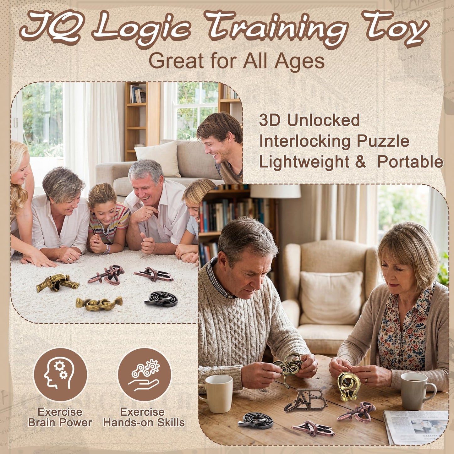 Wettarn 9 Pcs Metal Brain Teasers – Interlocking Steel Puzzles for Adults