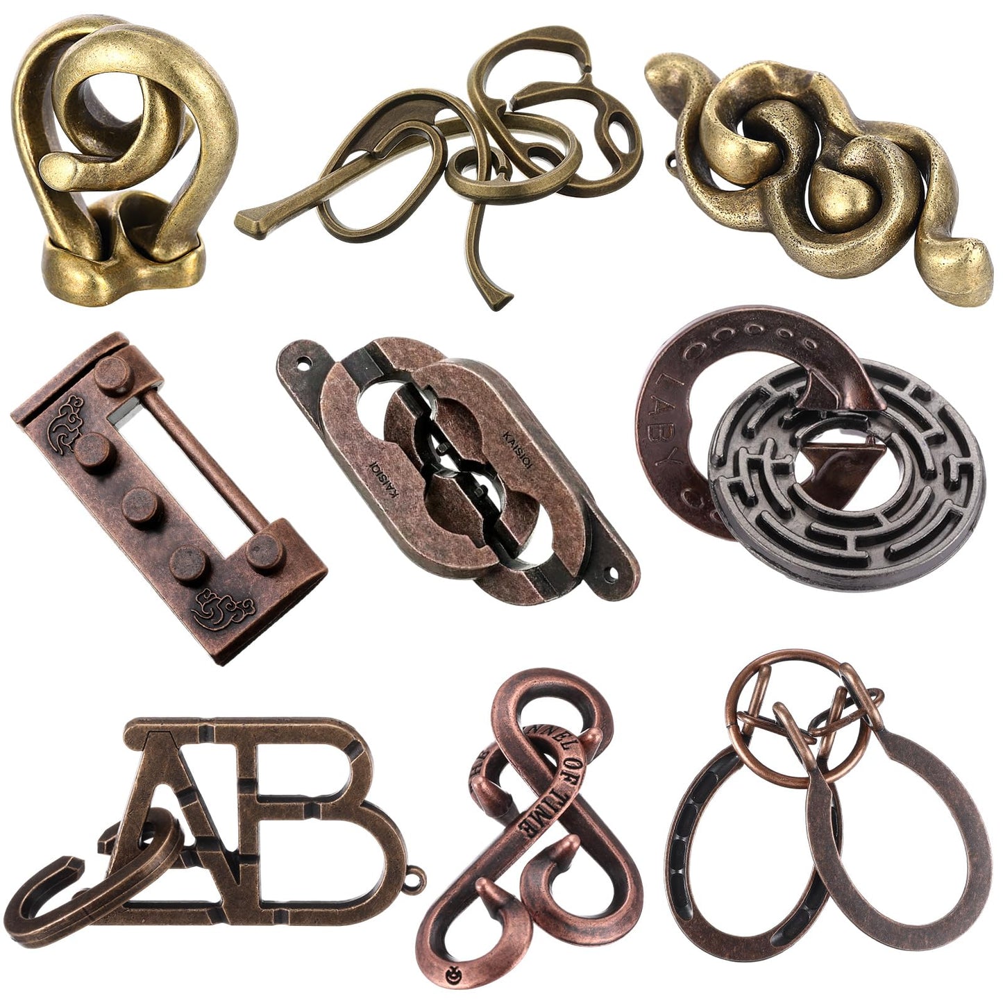 Wettarn 9 Pcs Metal Brain Teasers – Interlocking Steel Puzzles for Adults