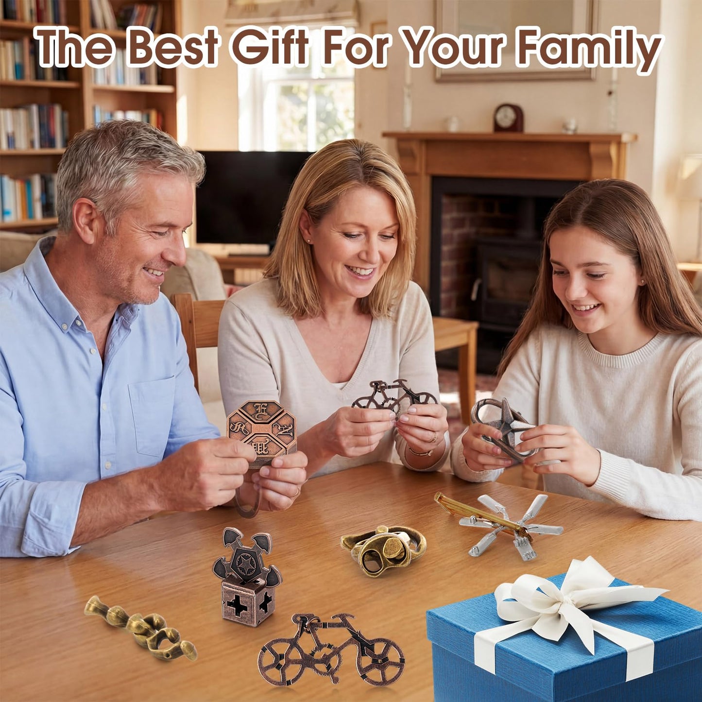 Wettarn 9-Pcs Metal Brain Teaser Puzzles for Adults - Interlocking 3D Steel Puzzle, Fresh Style