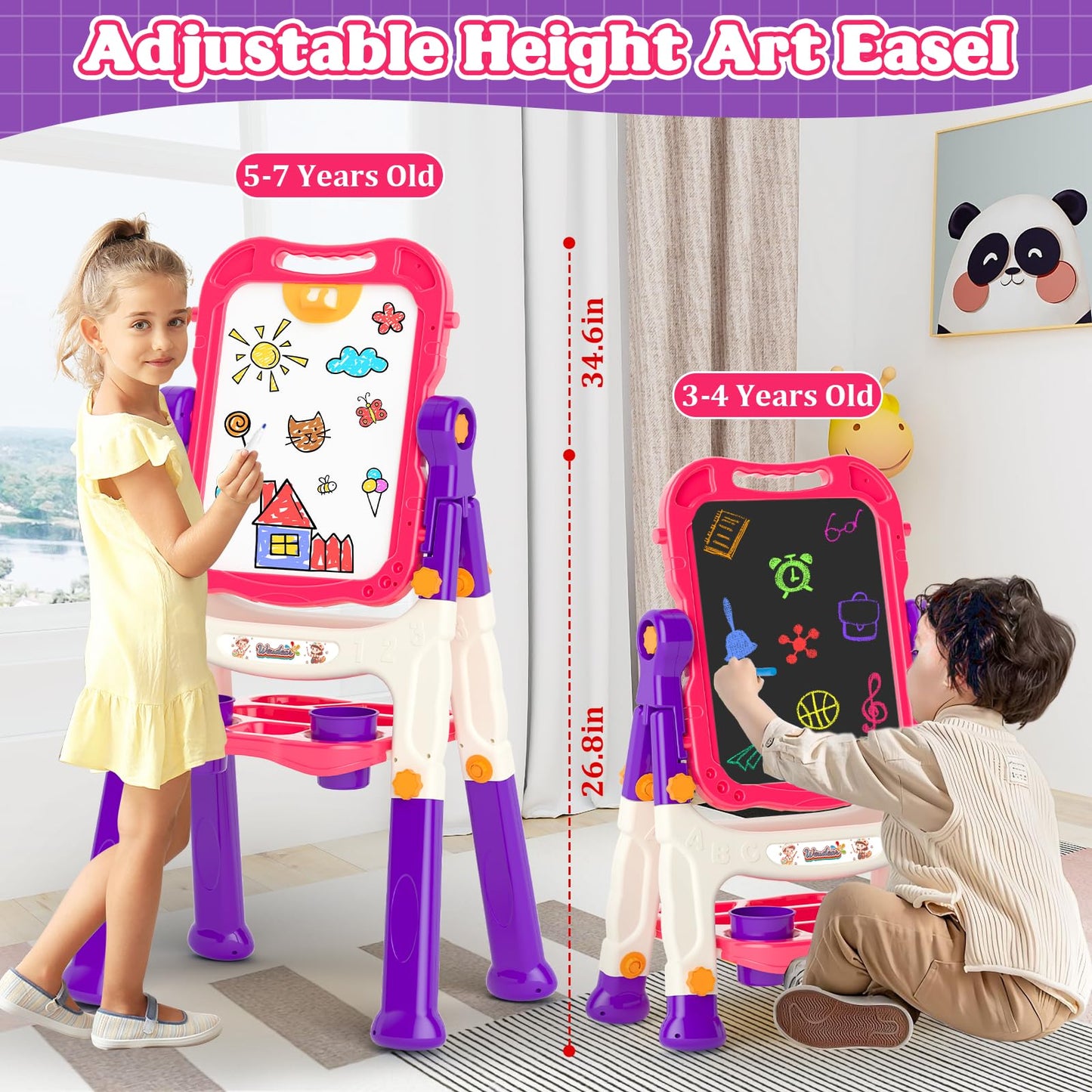 Weudear Kids Easel – Double-Sided Magnetic Art Board for Ages 3+