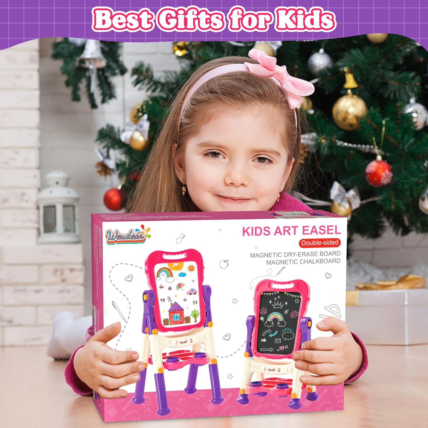 Weudear Kids Easel – Double-Sided Magnetic Art Board for Ages 3+