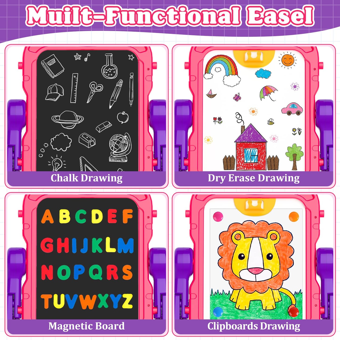 Weudear Kids Easel – Double-Sided Magnetic Art Board for Ages 3+