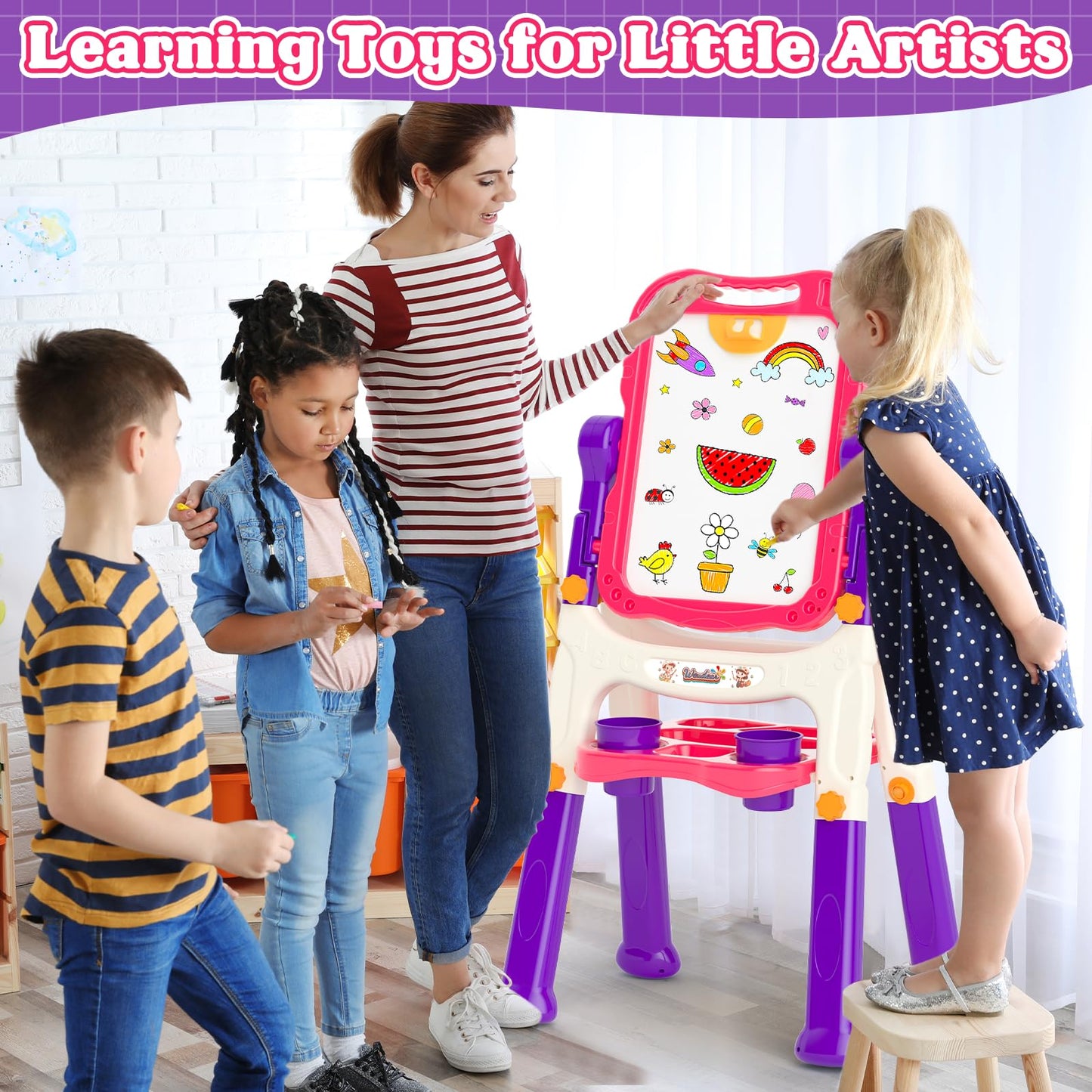 Weudear Kids Easel – Double-Sided Magnetic Art Board for Ages 3+