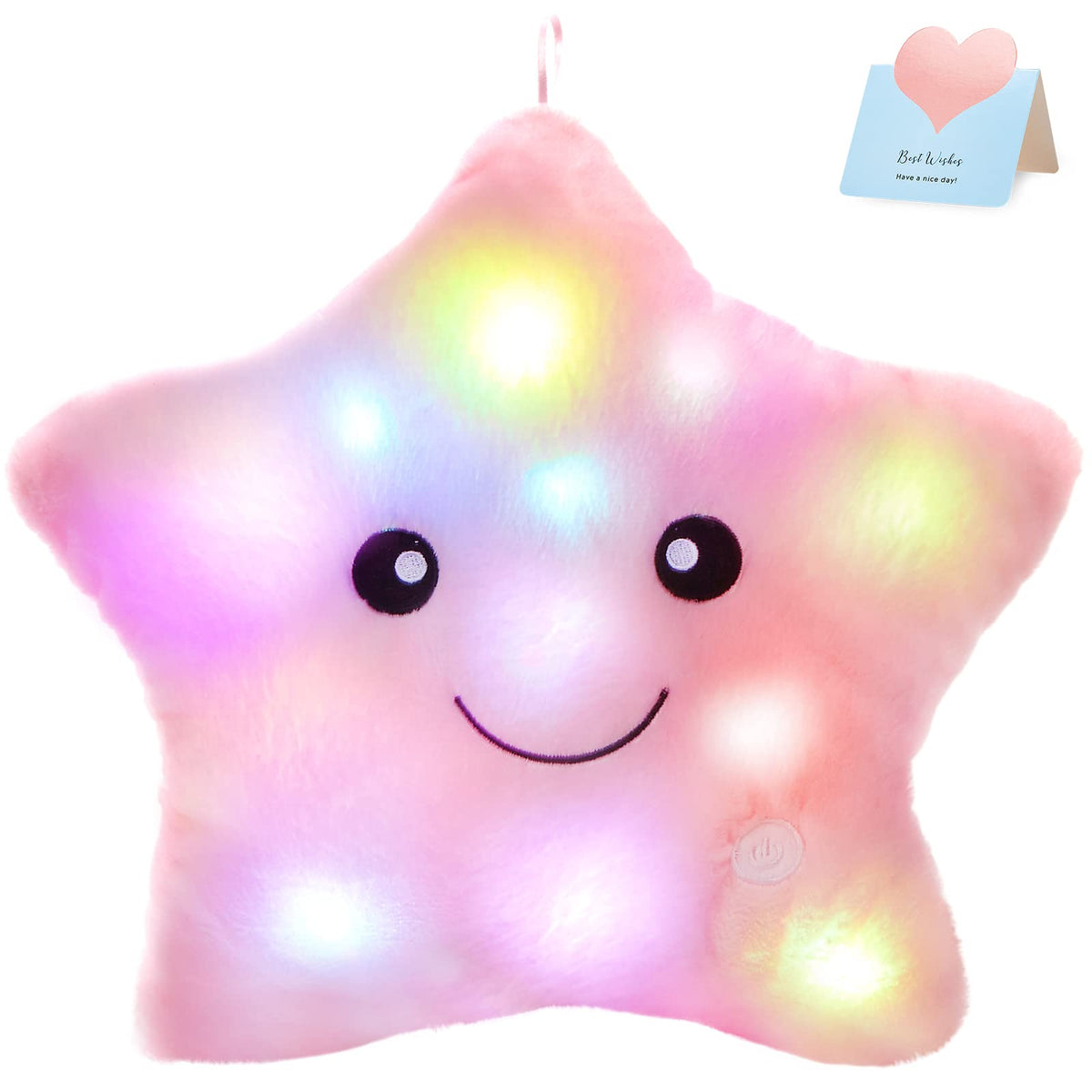 WEWILL 13 inch Twinkle Star LED Night Light Plush Pillow – Soft Glow Toy for Kids