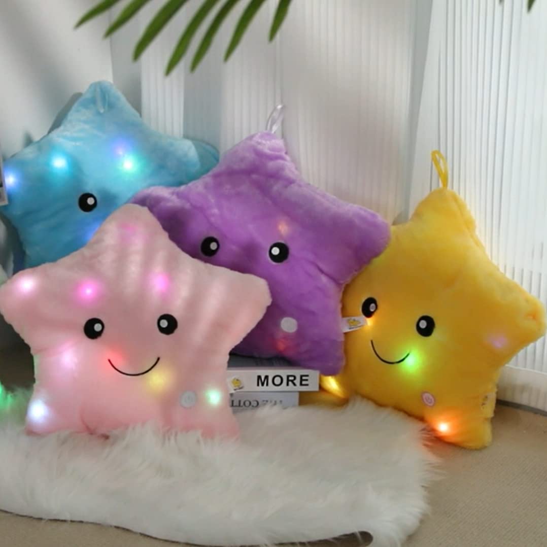 WEWILL 13'' Twinkle Star Glowing LED Night Light Plush Pillow – Safe Color-Changing Toy for Toddlers