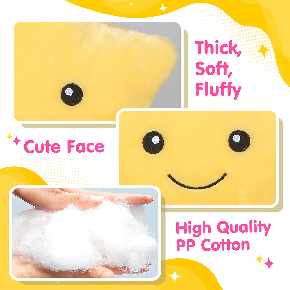 WEWILL 13'' Twinkle Star Glowing LED Night Light Plush Pillow – Safe Color-Changing Toy for Toddlers