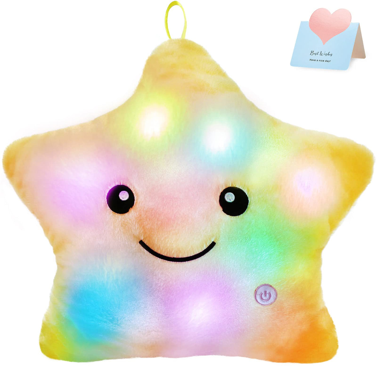 WEWILL 13'' Twinkle Star Glowing LED Night Light Plush Pillow – Safe Color-Changing Toy for Toddlers