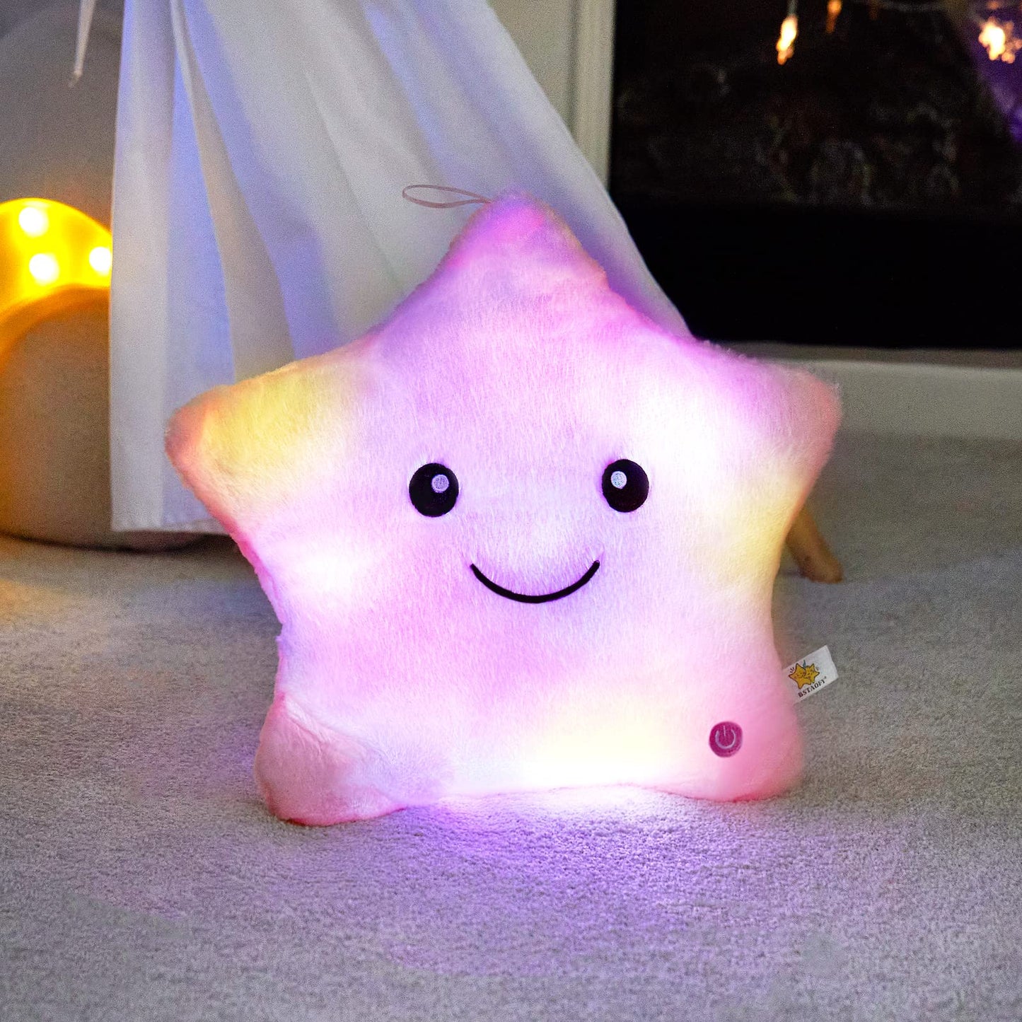 WEWILL 13 inch Twinkle Star LED Night Light Plush Pillow – Soft Glow Toy for Kids