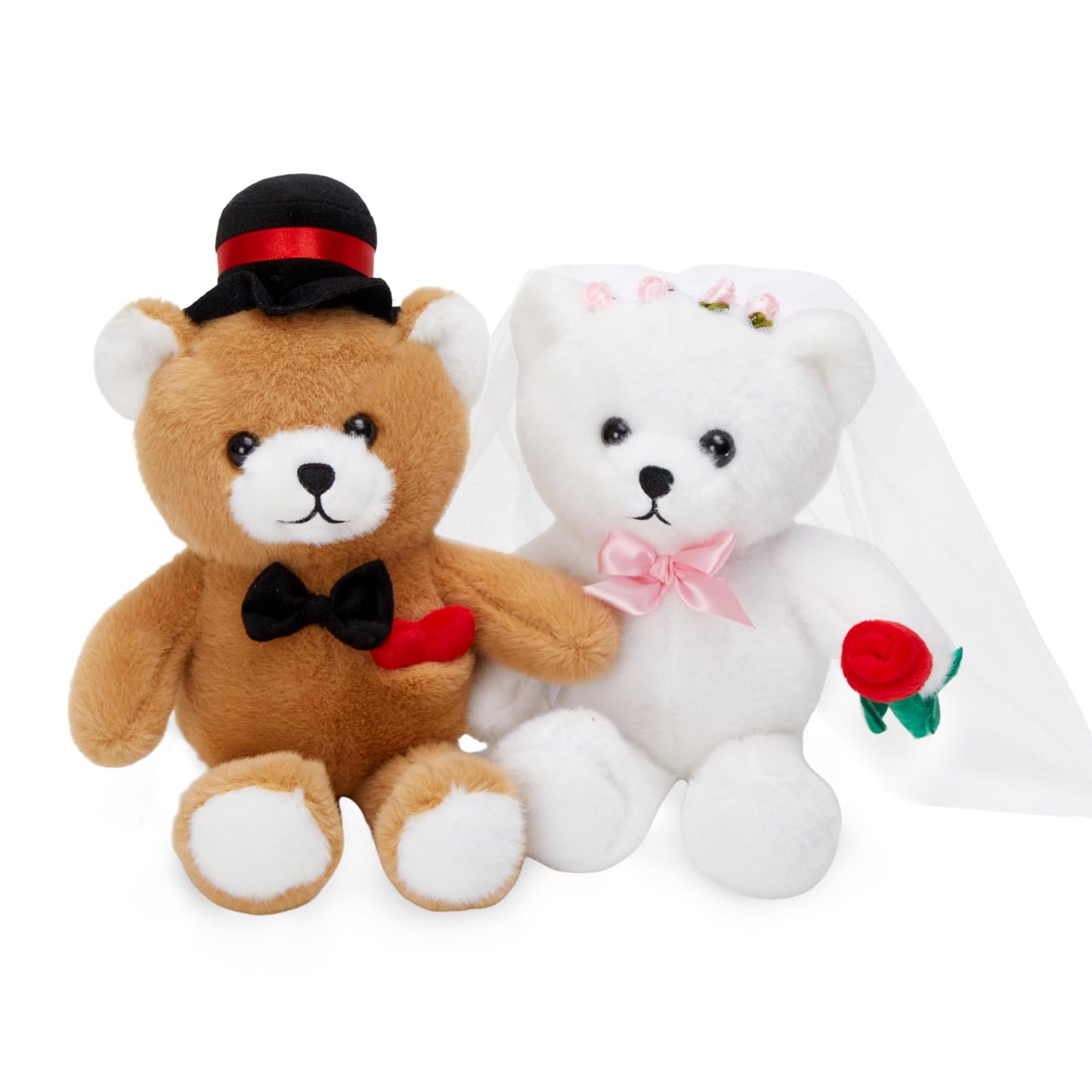 WEWILL 2-Piece 10-Inch Wedding Teddy Bears – Bride & Groom Plush Dolls
