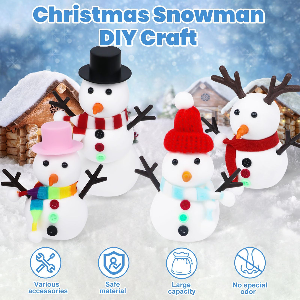Wewwewa Snowman Kit - 3-Piece Build-A-Snowman DIY Clay Kit for Kids