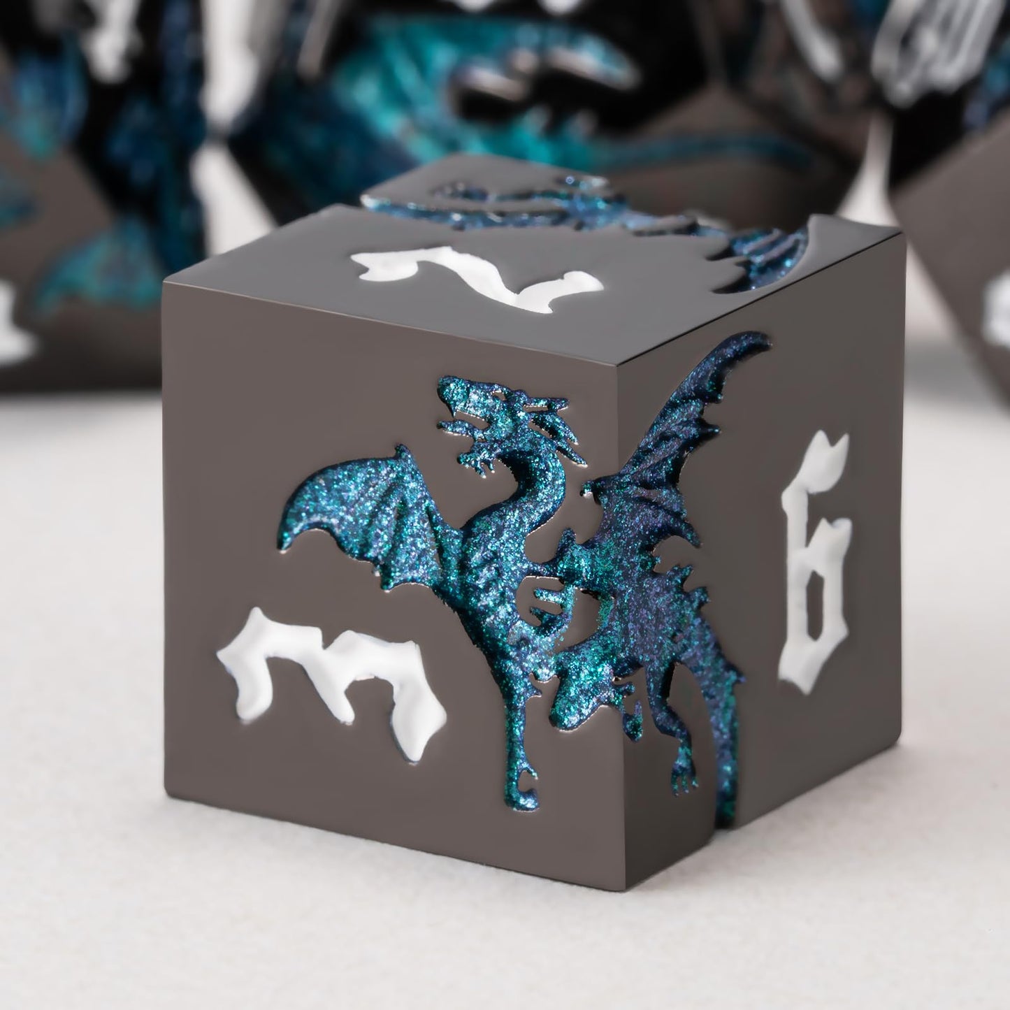 weyano Sharp Edge DND Dragon Dice Set — Metal Polyhedral 7-Die with Gift Case