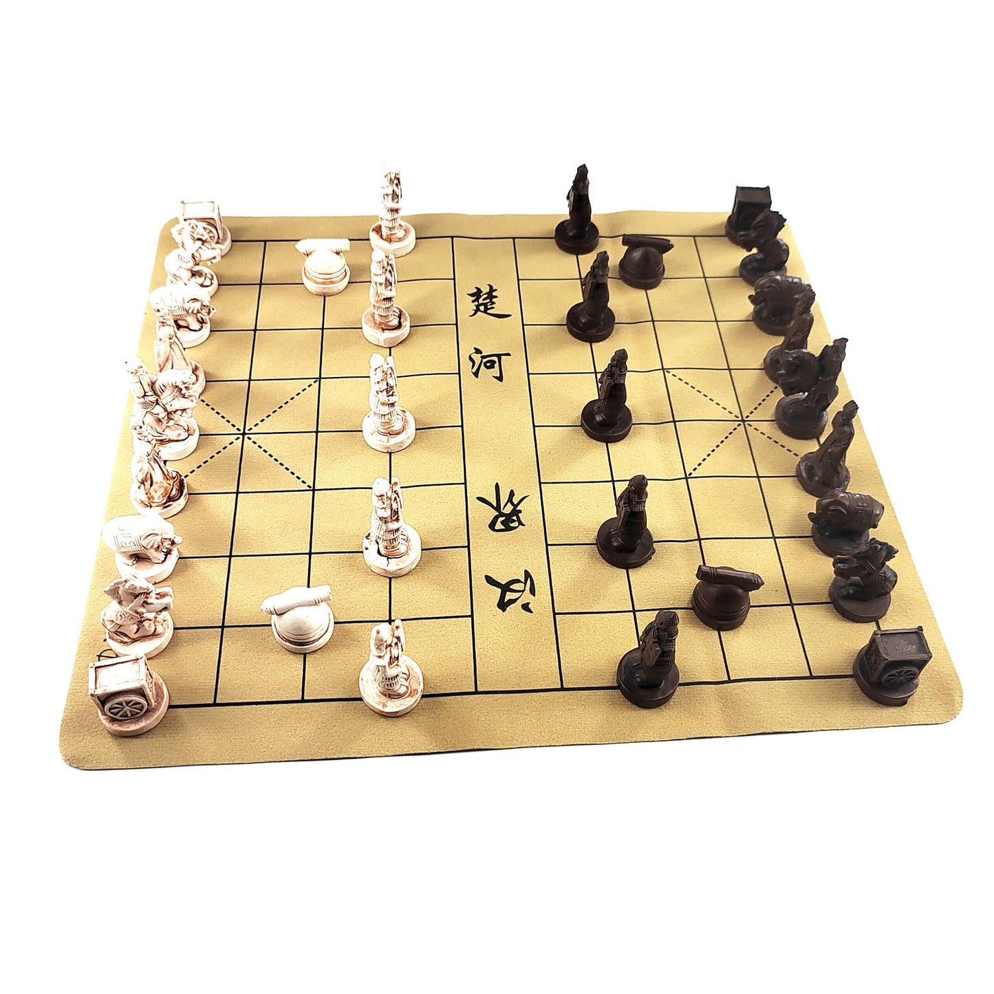 weyheng Traditional Chinese Xiangqi Portable Chess Set – Resin Pieces & Leather Chessboard