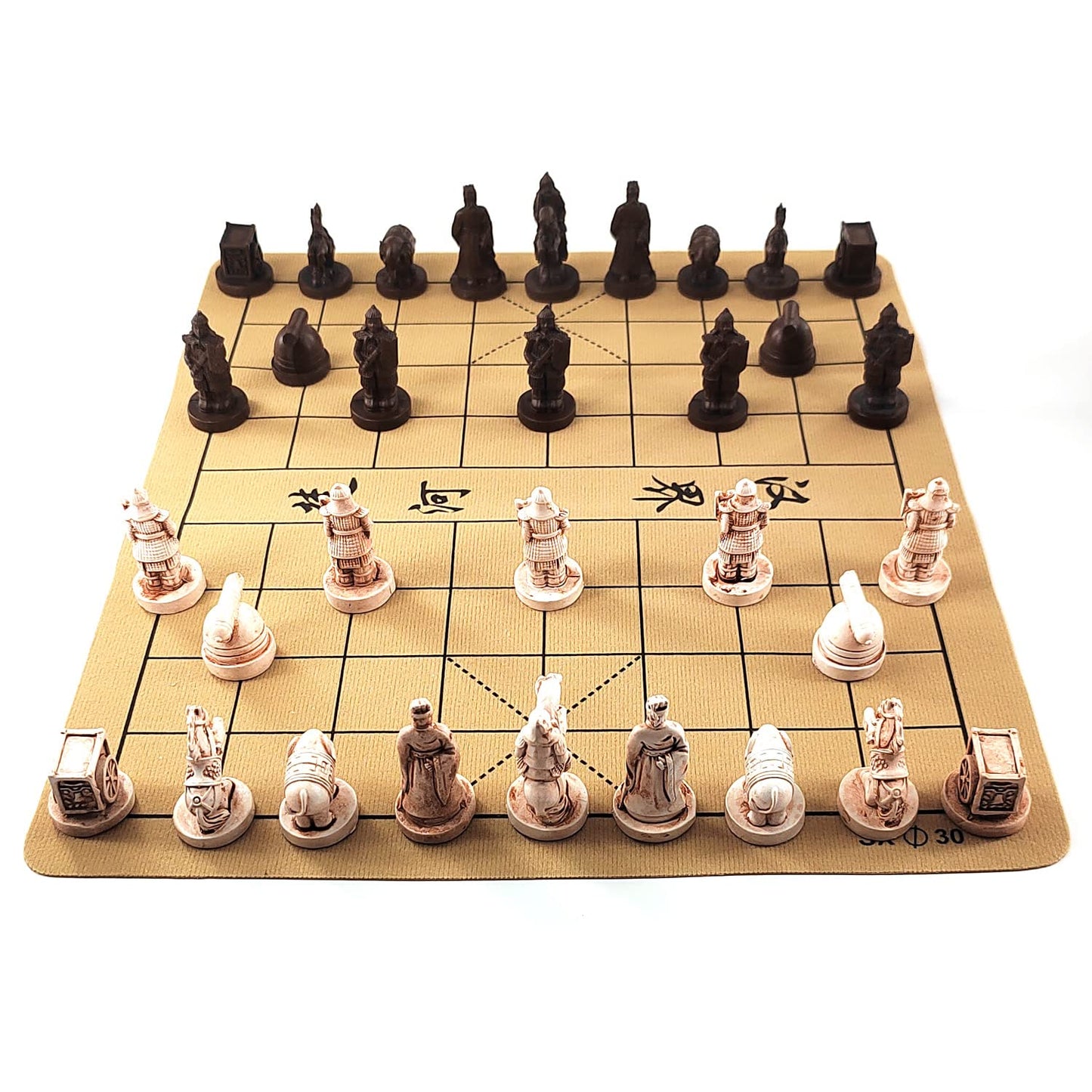 weyheng Traditional Chinese Xiangqi Portable Chess Set – Resin Pieces & Leather Chessboard
