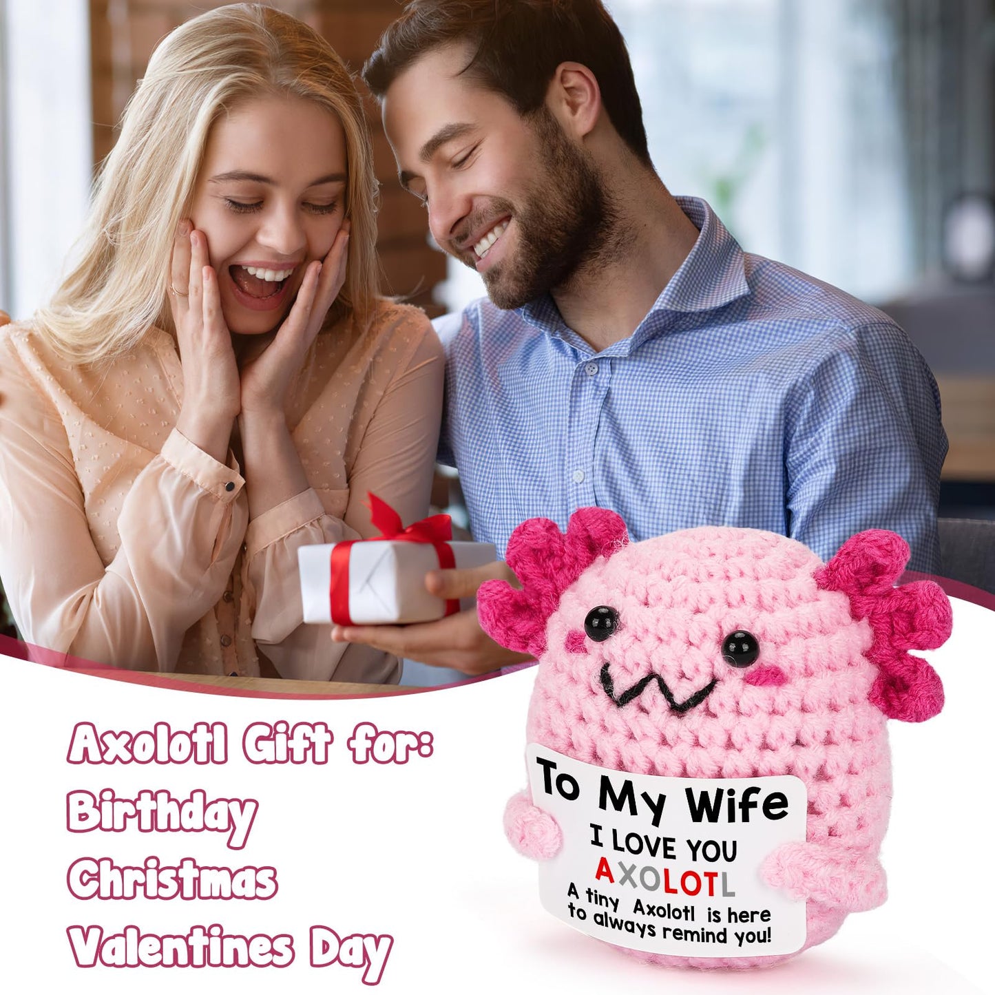 WEYON Mini Crochet Axolotl — Thoughtful Wife Gift from Husband for Mother's Day, Birthday, Christmas & Anniversary