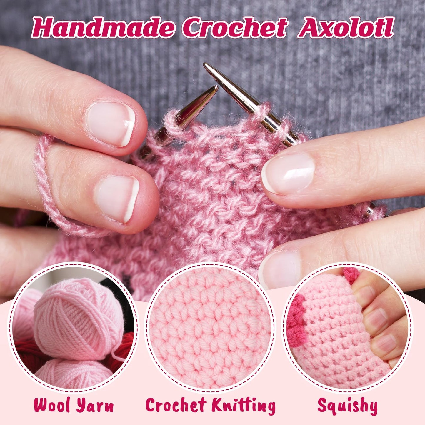 WEYON Daughter Gift Dad – Mini Crochet Axolotl Plush with Message Card | Cozy Desk Decor