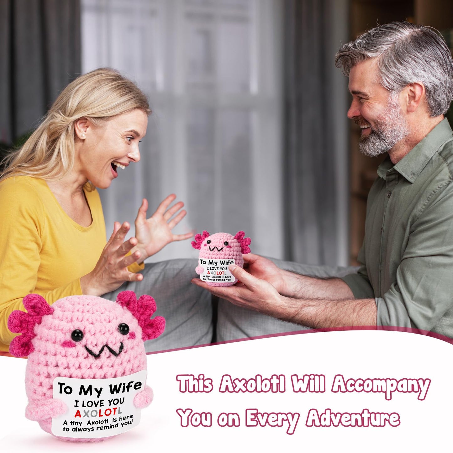 WEYON Mini Crochet Axolotl — Thoughtful Wife Gift from Husband for Mother's Day, Birthday, Christmas & Anniversary