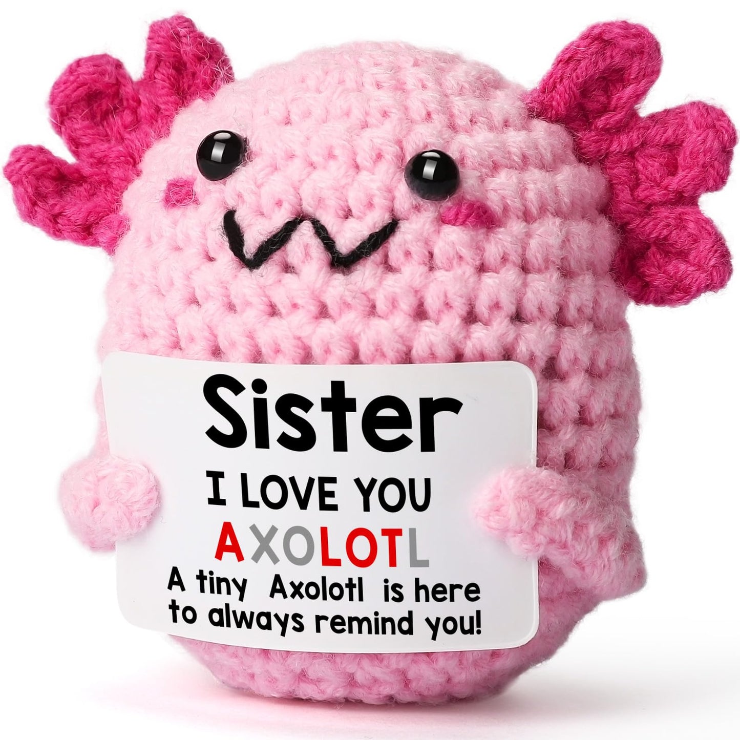 WEYON Crochet Axolotl Plush – Sister Gift for Bestie, Little Sister-in-Law, Birthday & Christmas Stocking Stuffers