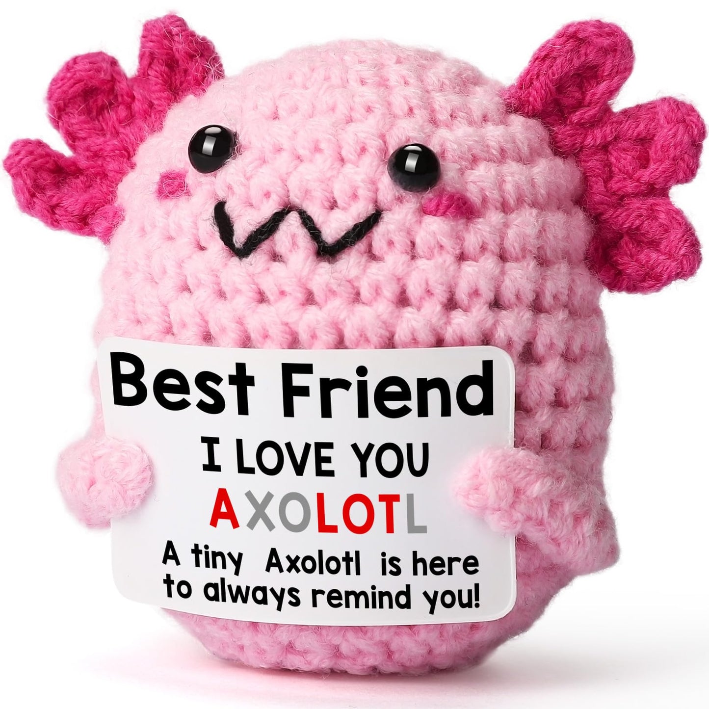 WEYON Friendship Gift Crochet Axolotl – Tiny Handmade Plush for Sisters & Besties