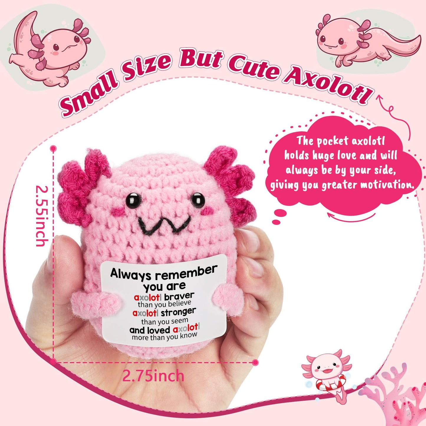 WEYON Crochet Axolotl Plush — Valentines Gift for Teens | Handmade Keepsake