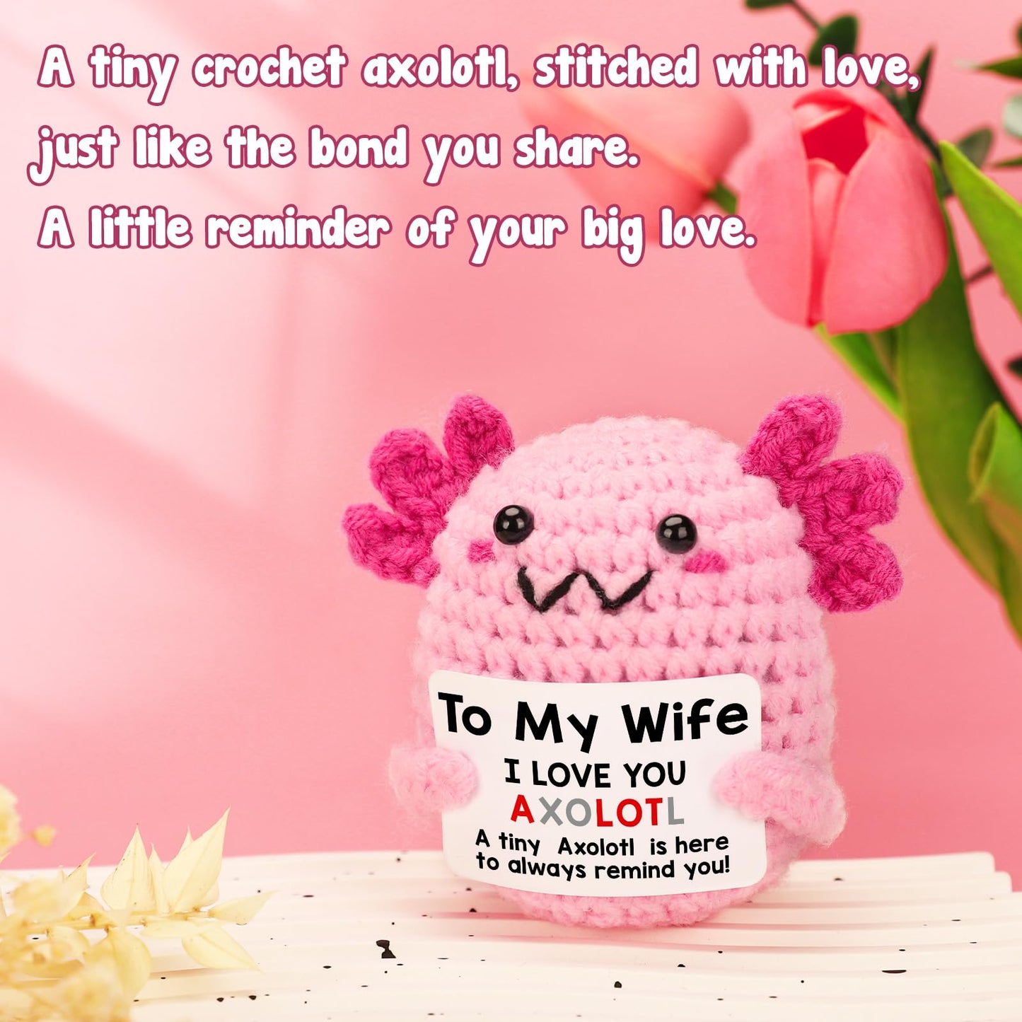 WEYON Mini Crochet Axolotl — Thoughtful Wife Gift from Husband for Mother's Day, Birthday, Christmas & Anniversary