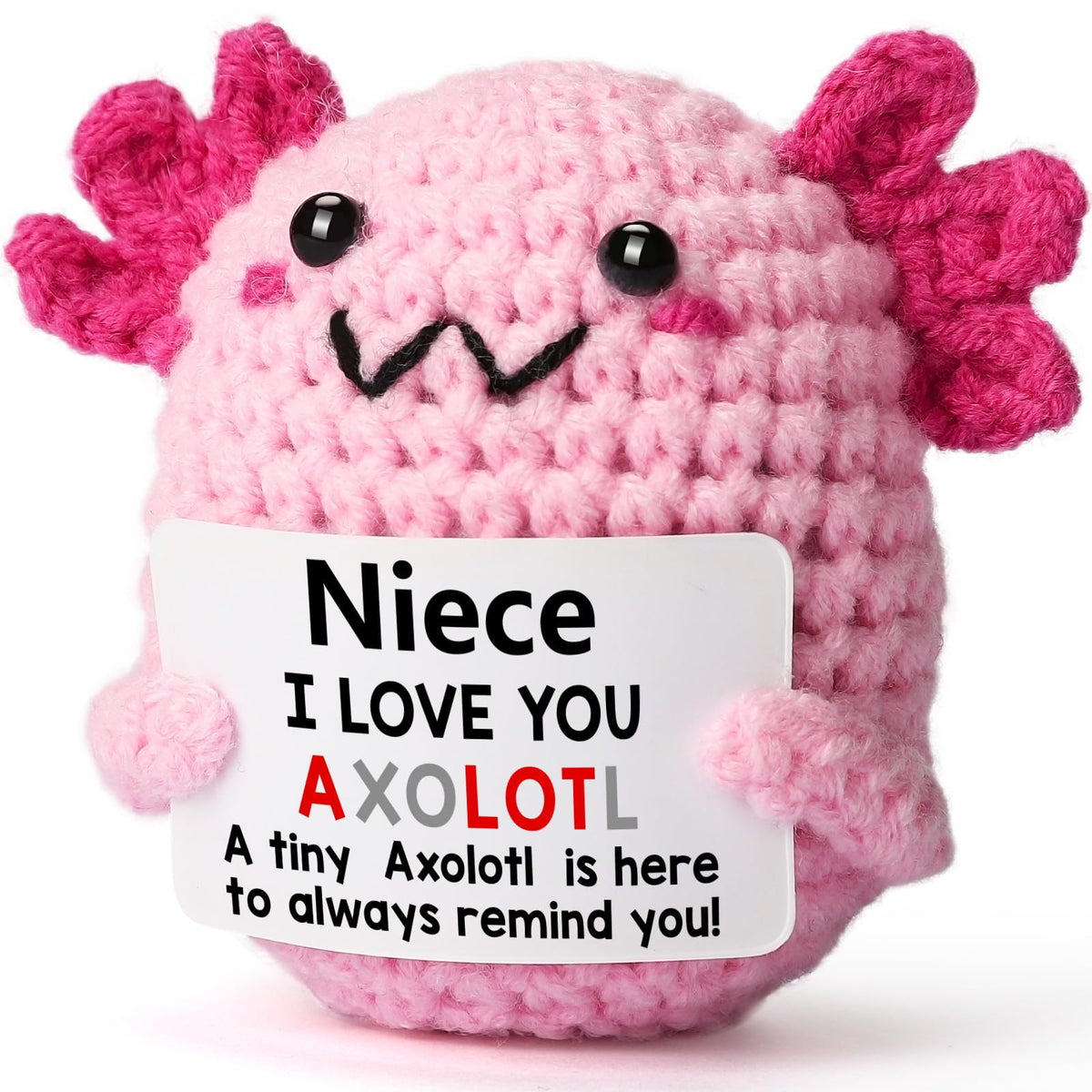 WEYON Niece Gifts from Aunt - Mini Crochet Axolotl Plush with Message Card