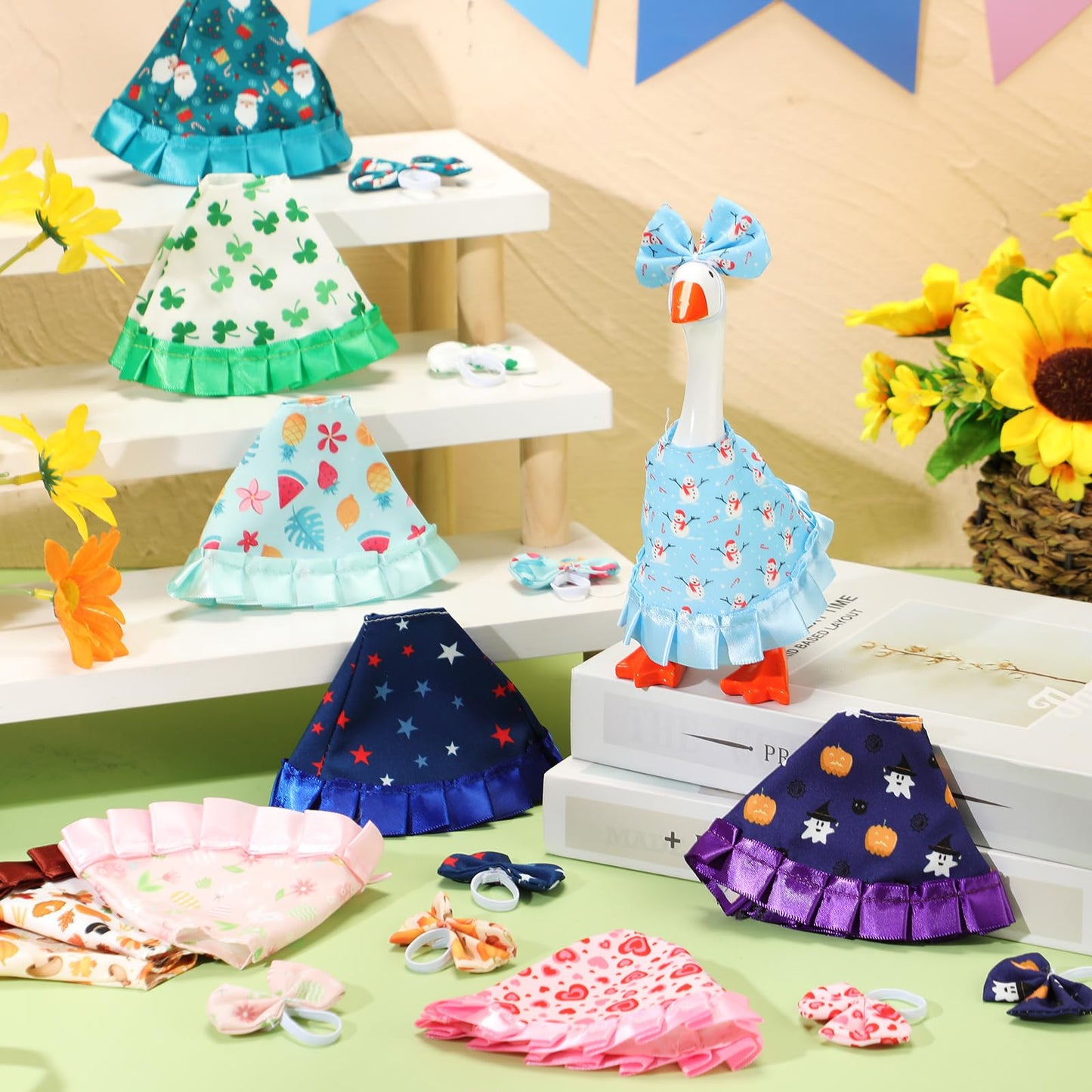 Weysat 10-Set Valentines Mini Desk Goose Outfit Bundle – 7-Inch Desk Decor Costumes