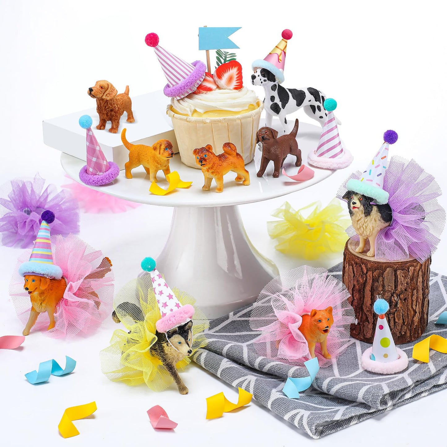 Weysat 27 Pcs Dog Cake Toppers – Puppy Figures, Hats & Skirts