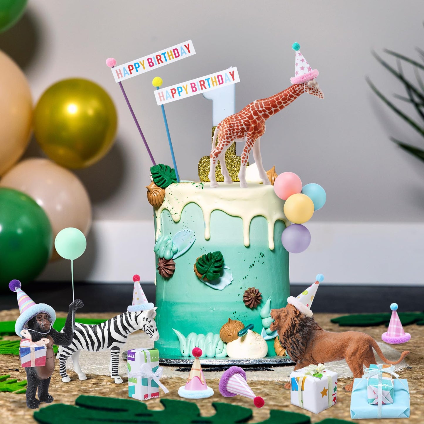 Weysat 22 Pcs Animal Party Decorations Kit – Jungle Safari Birthday Toppers & Gift Boxes