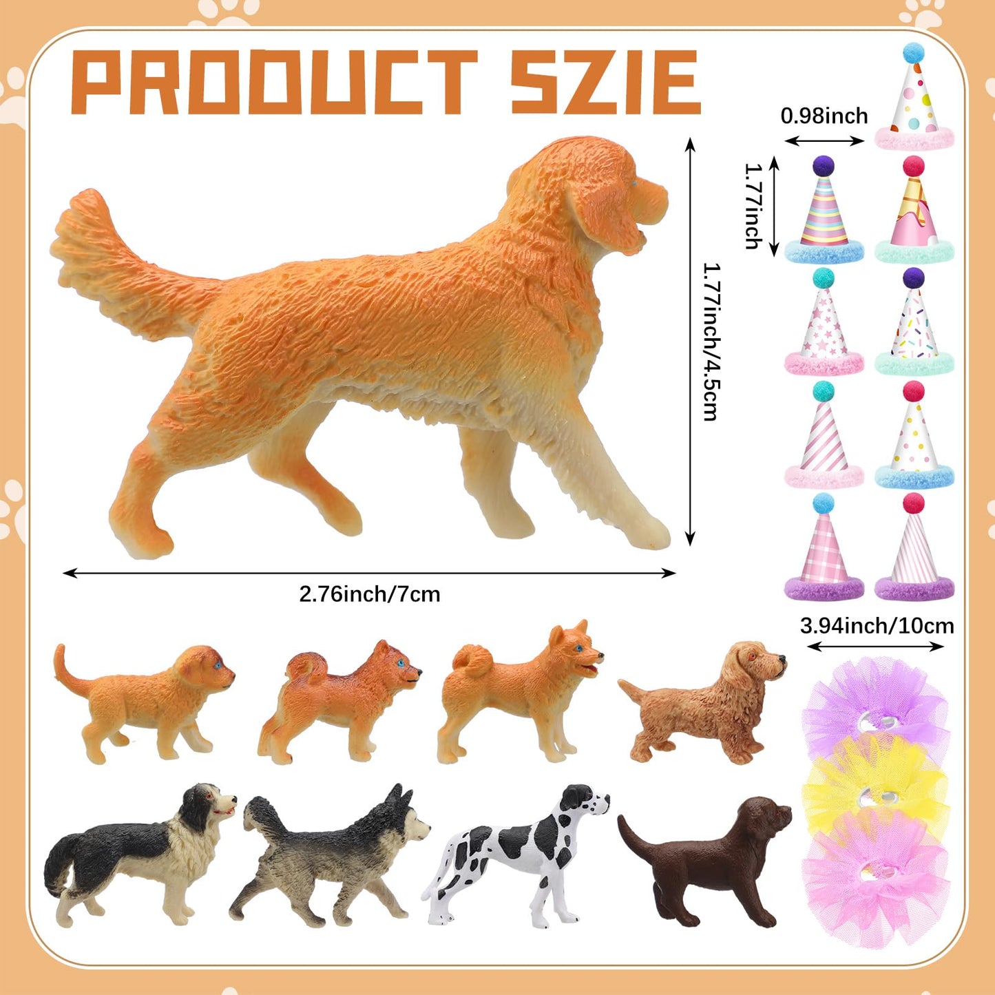 Weysat 27 Pcs Dog Cake Toppers – Puppy Figures, Hats & Skirts