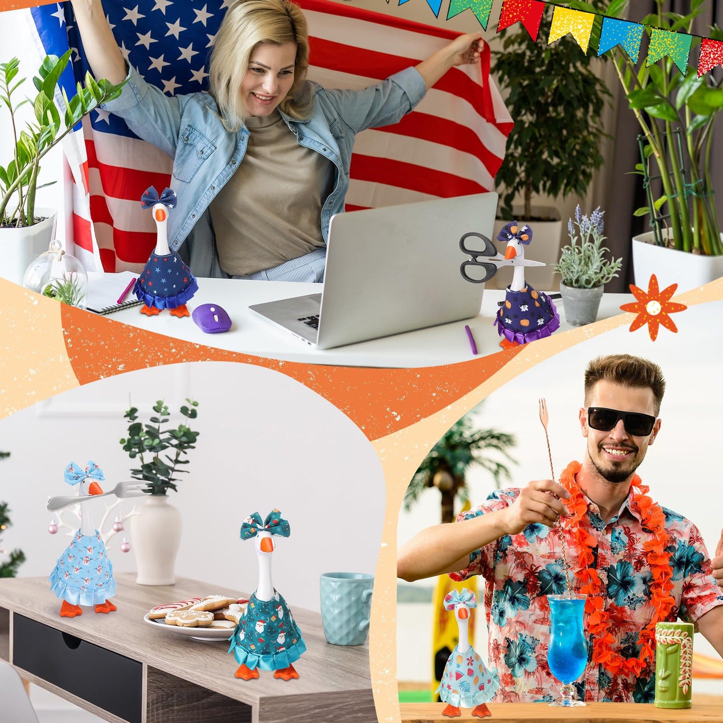 Weysat 10-Set Valentines Mini Desk Goose Outfit Bundle – 7-Inch Desk Decor Costumes