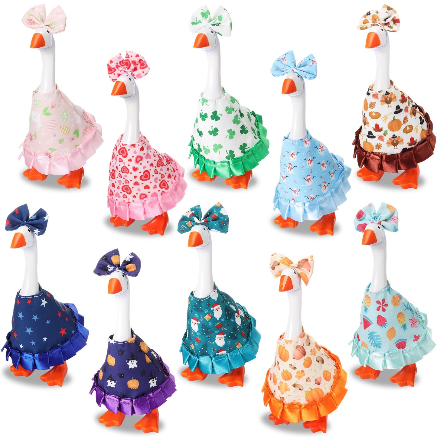 Weysat 10-Set Valentines Mini Desk Goose Outfit Bundle – 7-Inch Desk Decor Costumes
