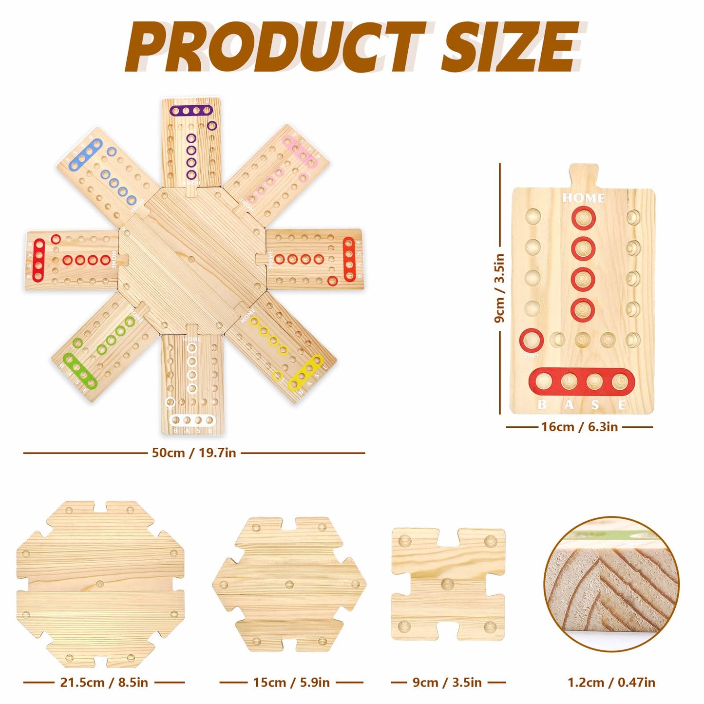 WGYKLRL Wooden Board Game - 2–8 Players, 3 Hubs, 32 Marbles, 16 Dice