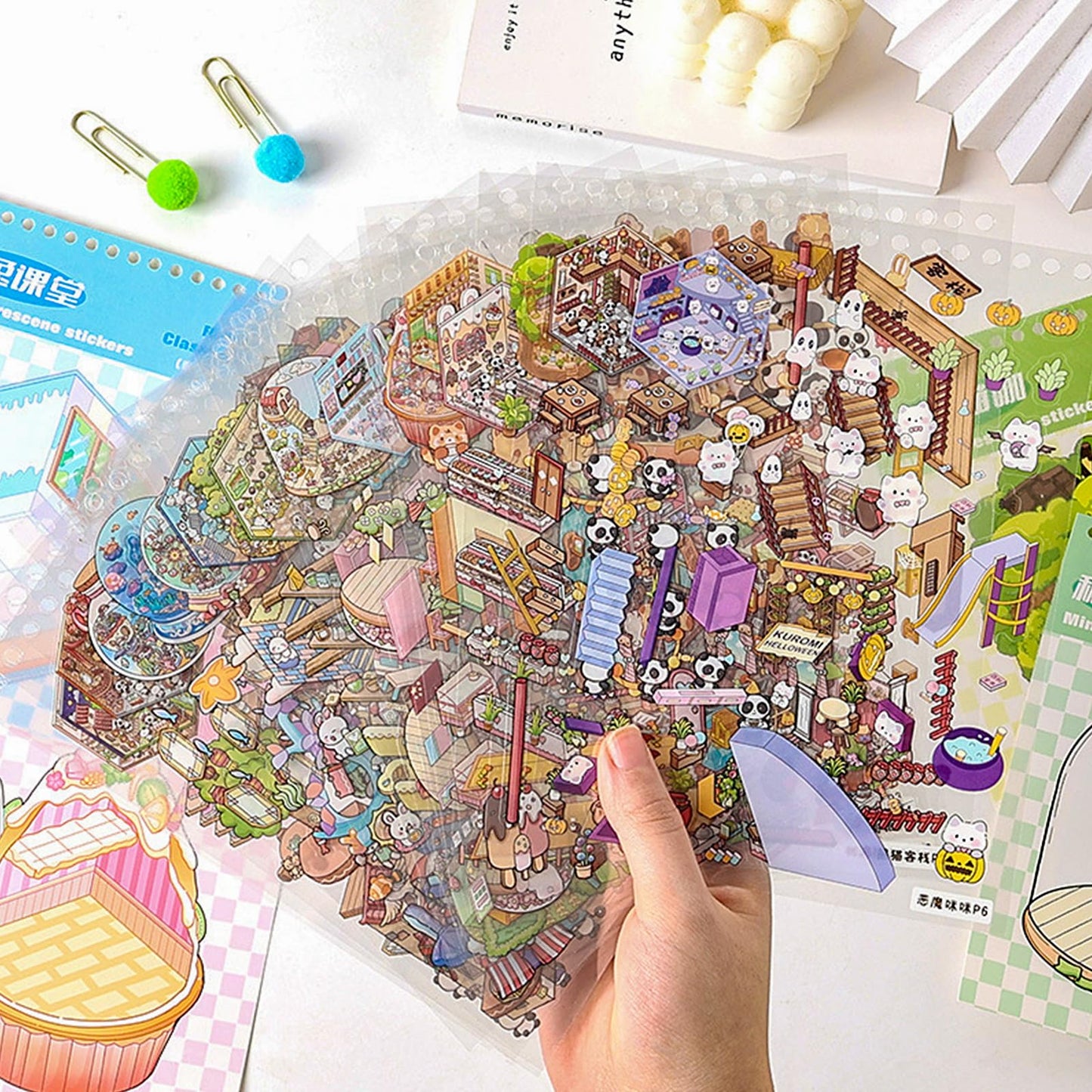 WhaleLantic DIY 3D Sticker Scene - 20 Sets, 1500 Reusable Stickers for Creative Crafts