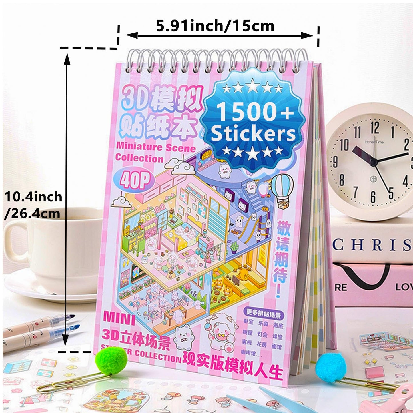 WhaleLantic DIY 3D Sticker Scene - 20 Sets, 1500 Reusable Stickers for Creative Crafts