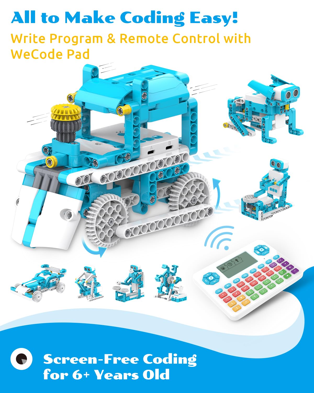 WhalesBot D3 Pro 12-in-1 STEM WeCode Pad – Screen-Free Coding Robot Kit for Kids Aged 6-8
