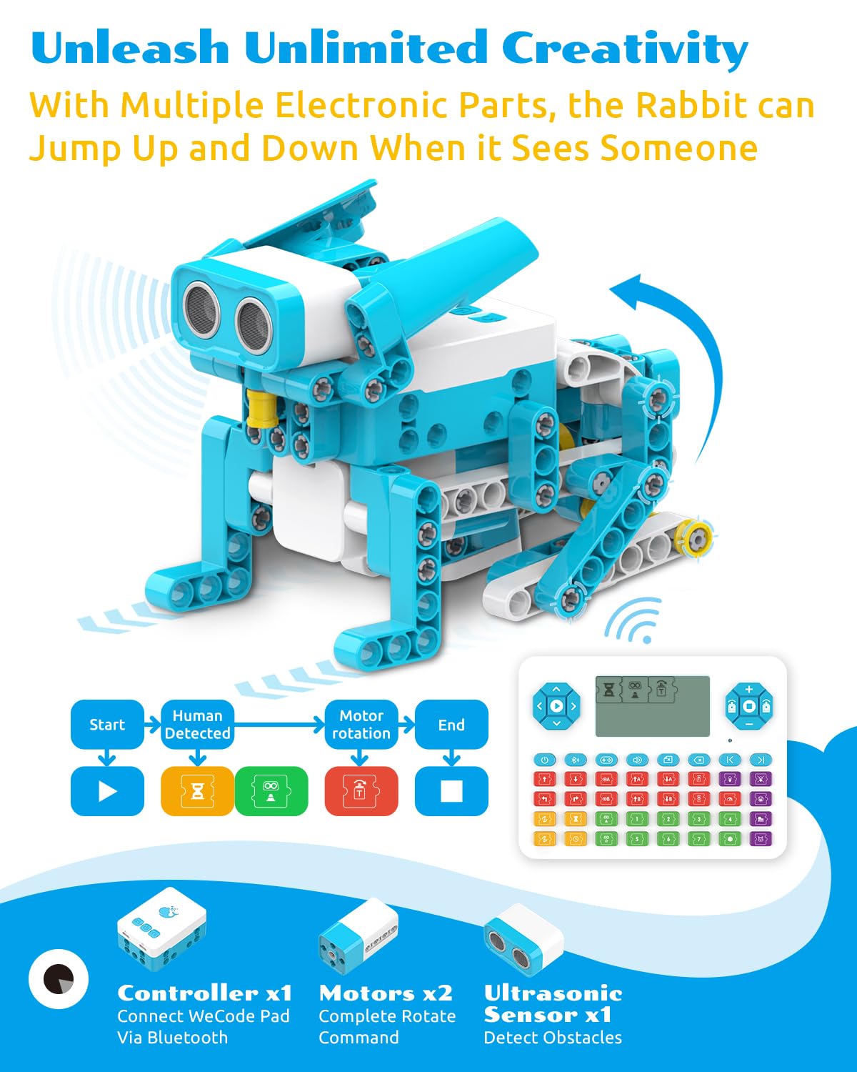 WhalesBot D3 Pro 12-in-1 STEM WeCode Pad – Screen-Free Coding Robot Kit for Kids Aged 6-8