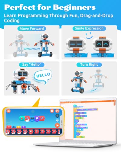 WhalesBot E7 Pro Coding & Remote Control Robot Kit for Kids 8-16 | Scratch, Python, STEM