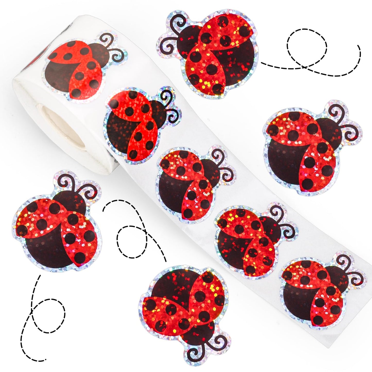 Whaline Summer Ladybug Stickers Roll – 500 Pcs, Waterproof & Self-Adhesive