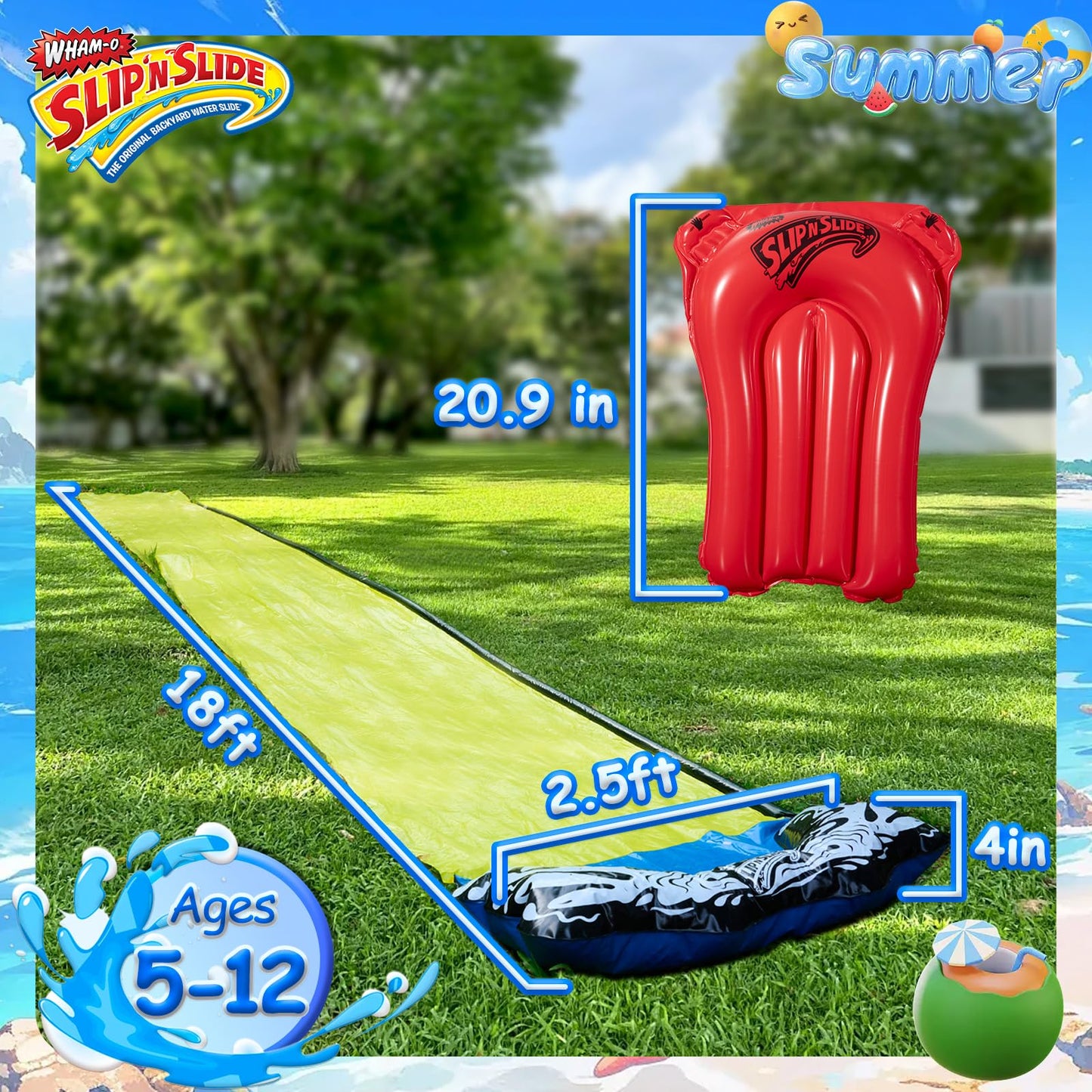 Wham-O Slip N Slide 18ft – Single Wave Rider Backyard Water Slide