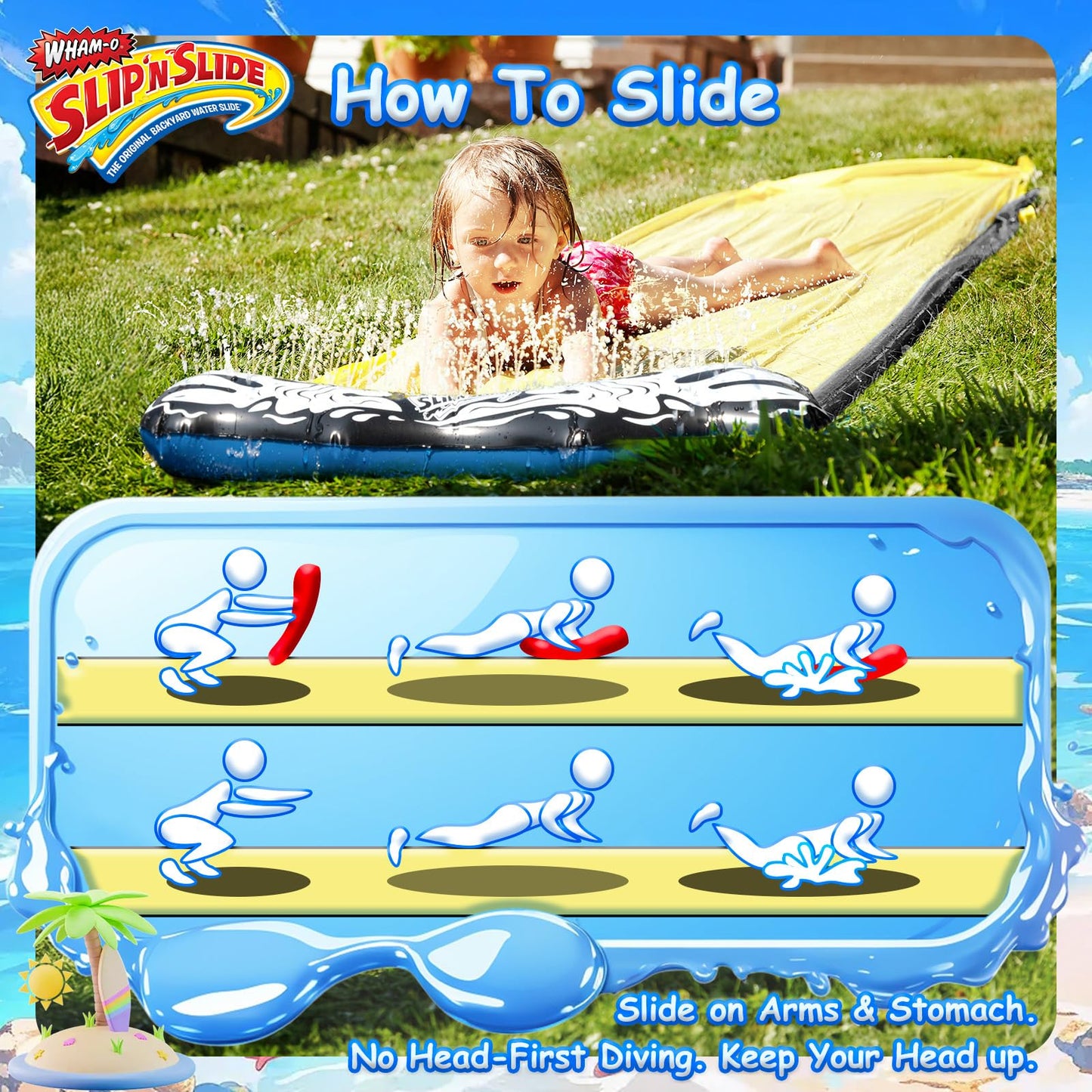Wham-O Slip N Slide 18ft – Single Wave Rider Backyard Water Slide