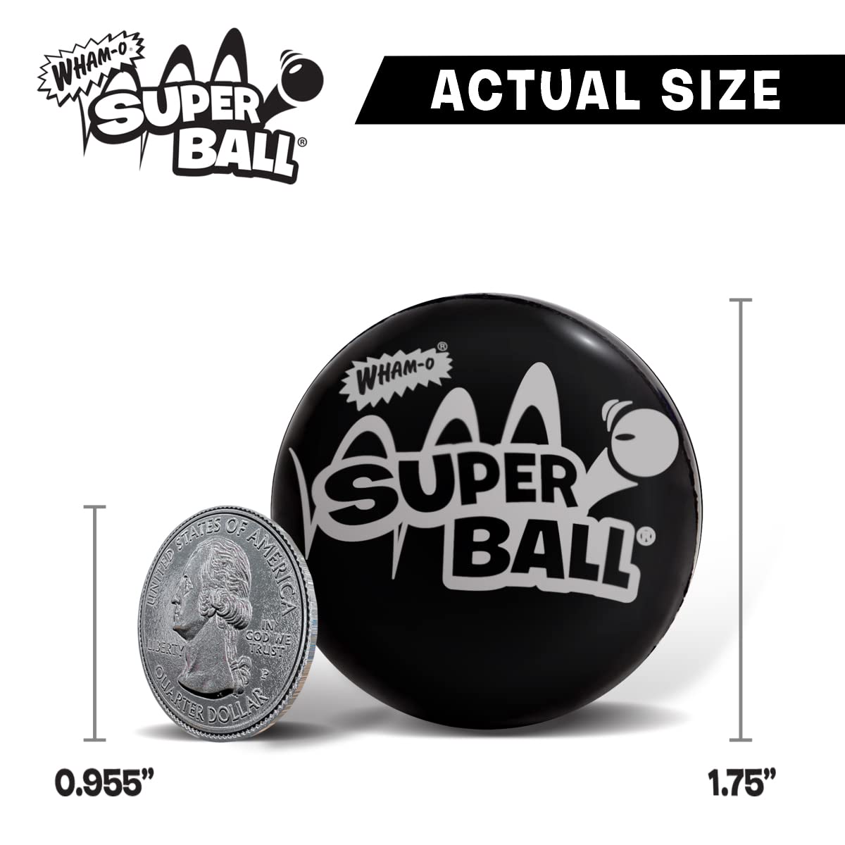 Wham-O Superball - The Original Black Ball | High-Bounce Classic
