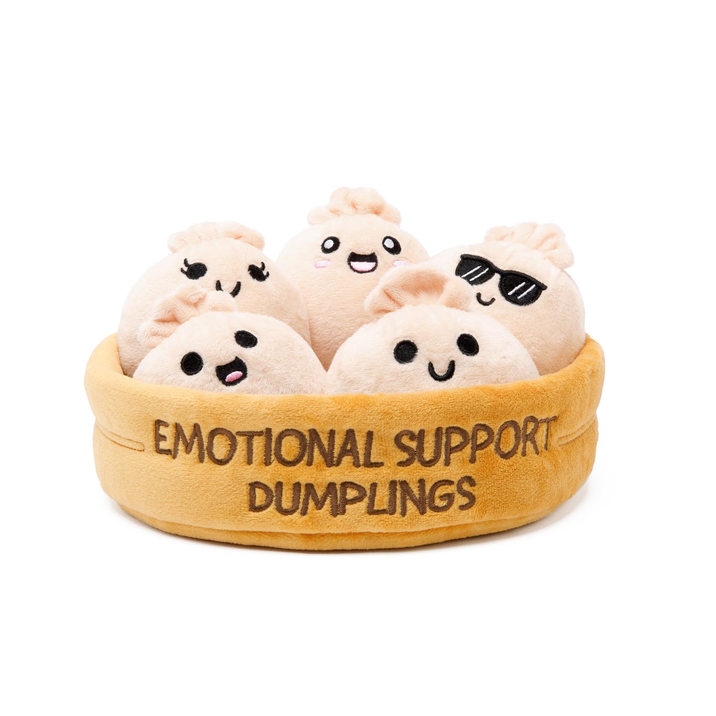 WHAT DO YOU MEME? Emotional Support Dumplings by Relatable – Valentines Day Plush Set, 5-Pack with Carrying Basket