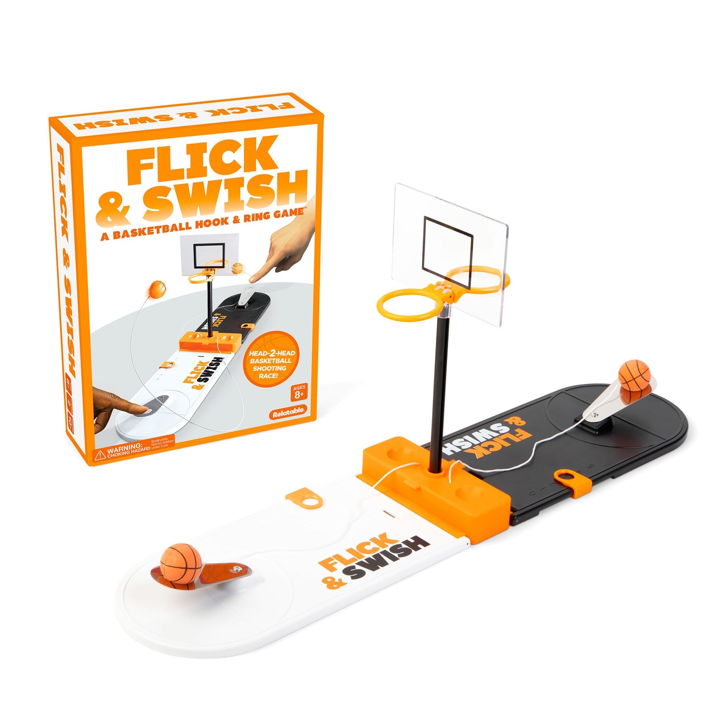 WHAT DO YOU MEME? Flick & Swish Basketball Hook & Ring Game by Relatable – 2-Player Indoor Fun