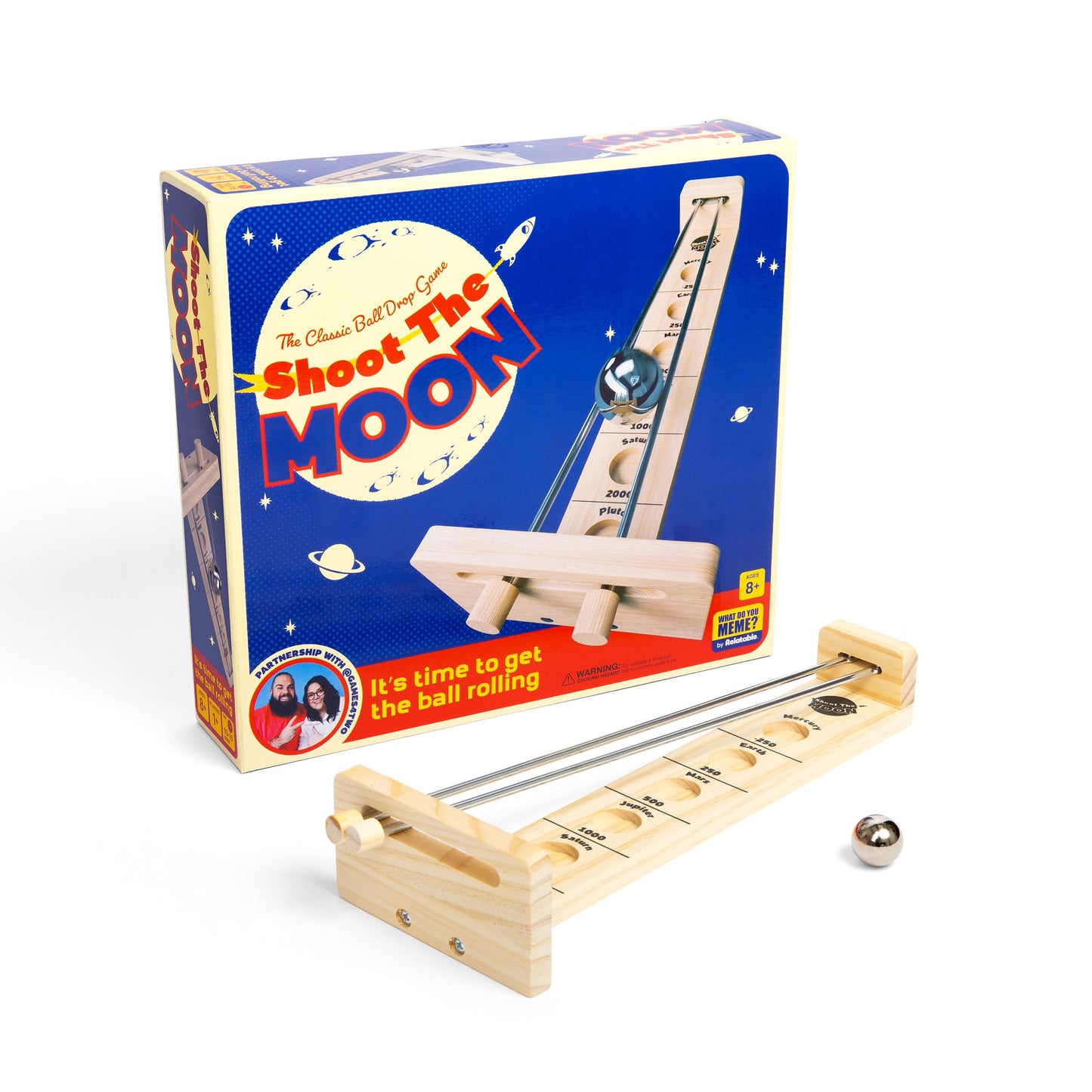 Shoot The Moon - WHAT DO YOU MEME? Family Moon Ball Game with Metal Ball & Structure