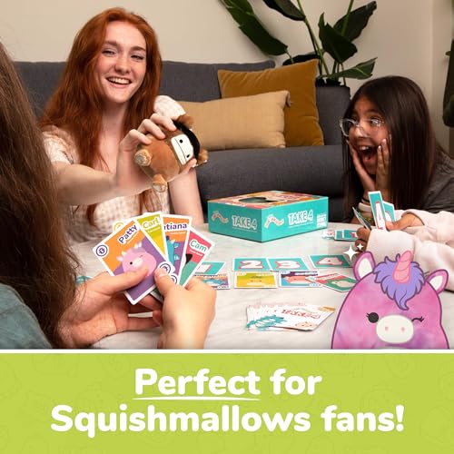 WHAT DO YOU MEME? Squishmallows Take4 — Family Card & Board Game with Exclusive Benny Plush (84 Cards)