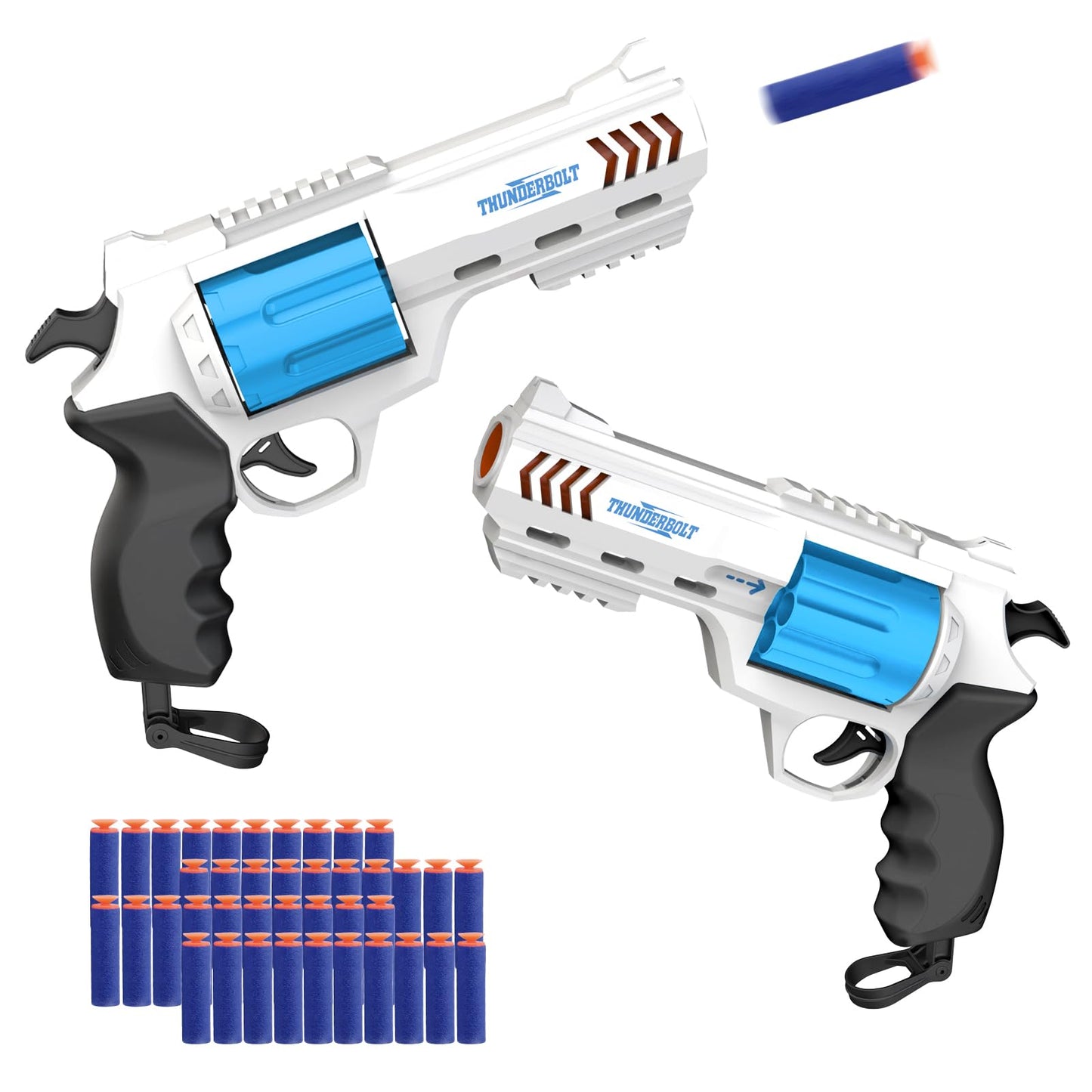 Whatstem 2 Pack Foam Dart Blaster Set – Revolver-Style Blasters with 40 Darts