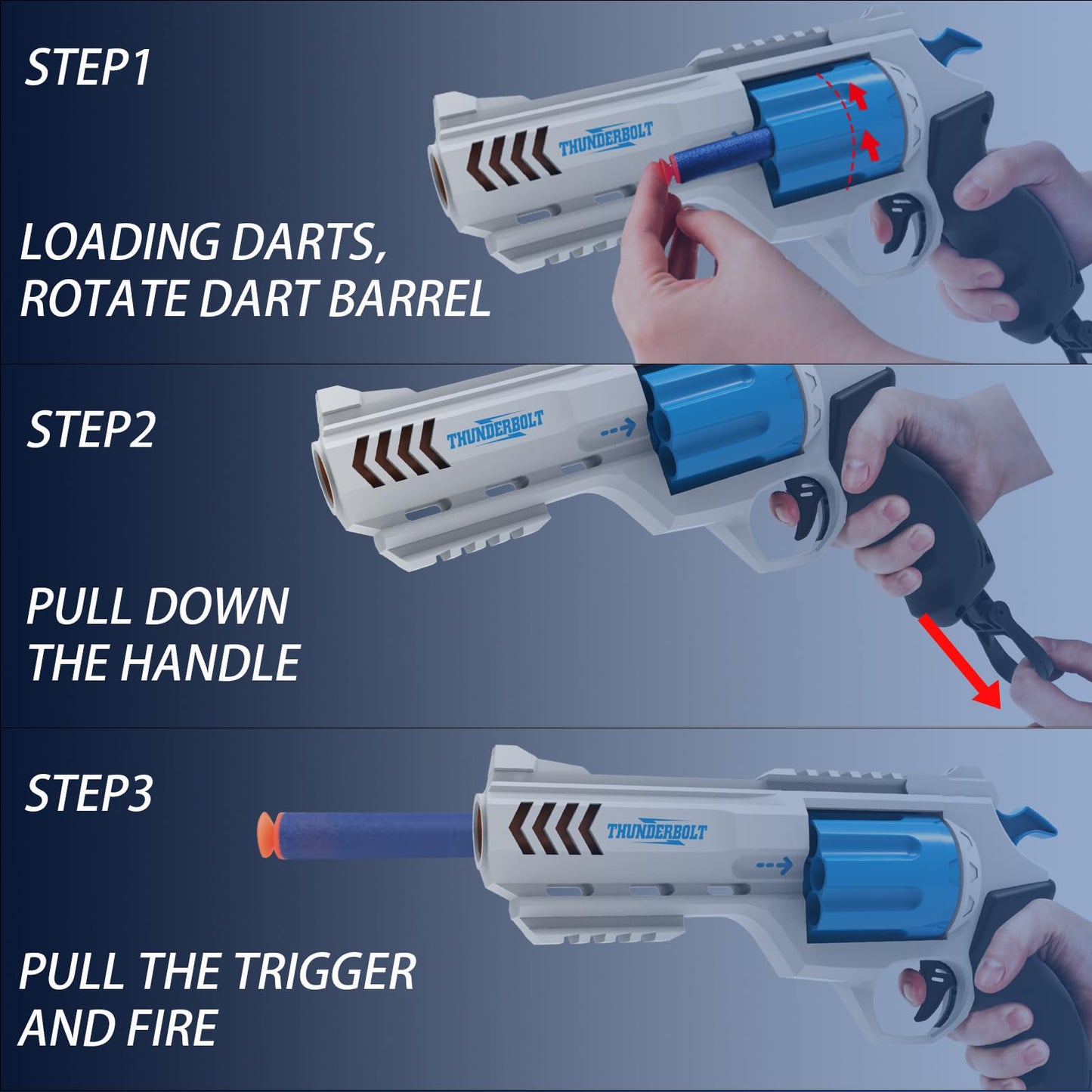 Whatstem 2 Pack Foam Dart Blaster Set – Revolver-Style Blasters with 40 Darts