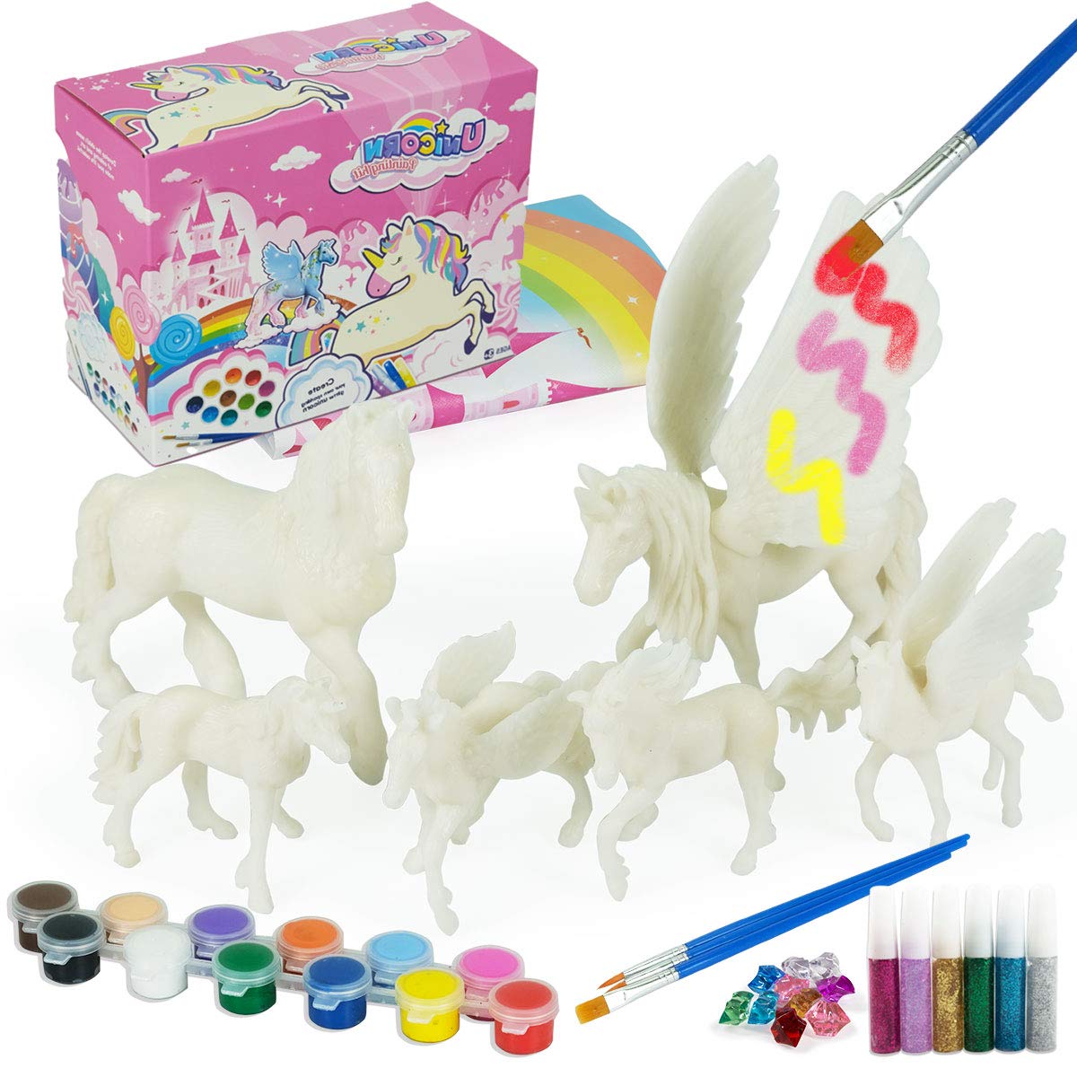 Whatstem DIY Painting Unicorn Kit – 6 Unicorns Kids Arts & Crafts Set