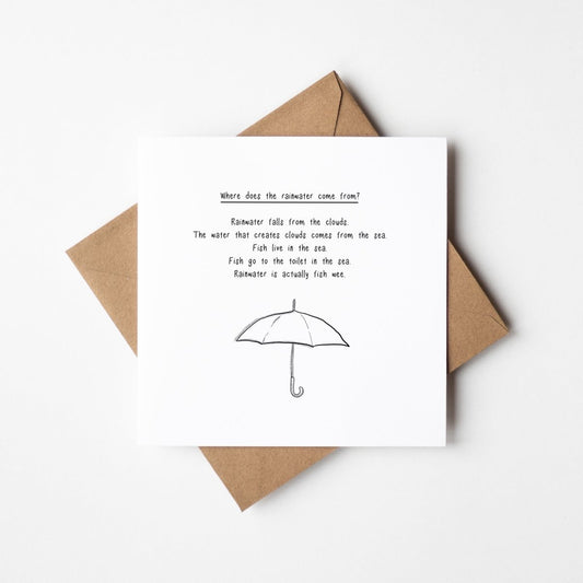 Funny Science Card – Cute Kawaii Water Cycle Card With Quirky Facts